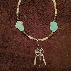 Hand made Turquoise and Silver necklace.